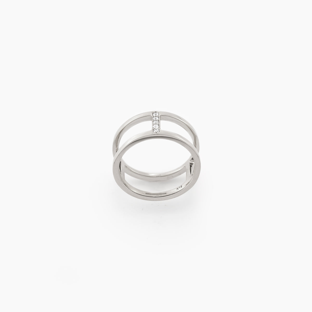 最高品質✨ハイクオリティ✨CZダイヤ Tワイヤーブ14号リング　モアサナイトWG bague-diamant-or-blanc-my-twin